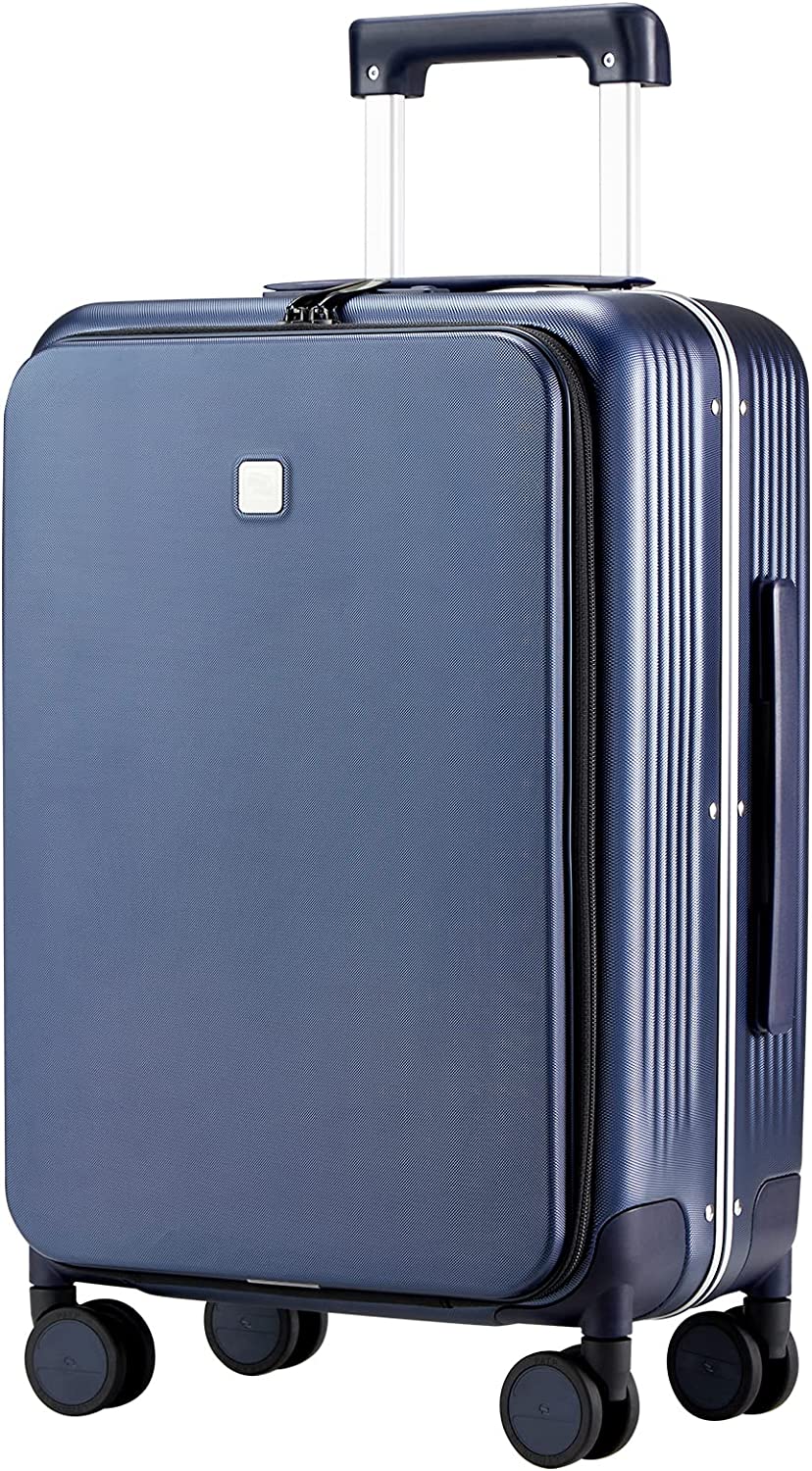 230527204027139_1 Hanke Upgrade 24" Checked In Suitcase with Front Laptop Pocket, Rolling Luggage with Spinner Wheels and TSA Lock,Aluminum Frame PC Hardside Travel Luggage for woman man, 24-inch Smoke White - Image 1